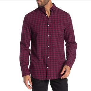 Checkered Print Long Sleeve Casual Shirt Red Black